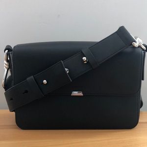 All Saints Black Leather “Camera” Crossbody Bag